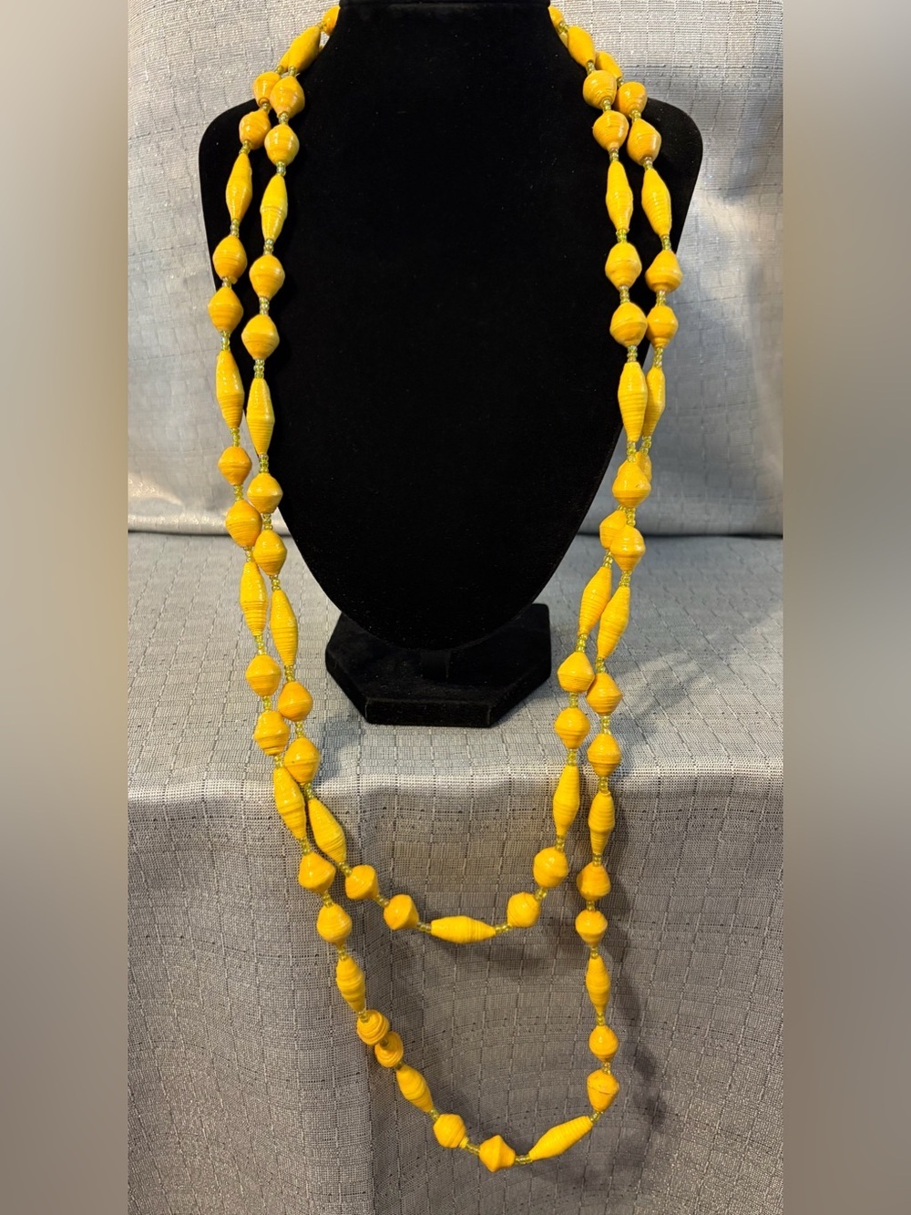 Handmade Yellow Paper Bead Long Necklace - Stylish Women’s Jewelry